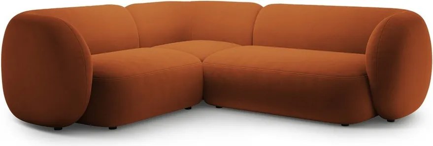 Terrakotta színű bársony sarokkanapé (bal oldali-L alakú) Kate – Micadoni