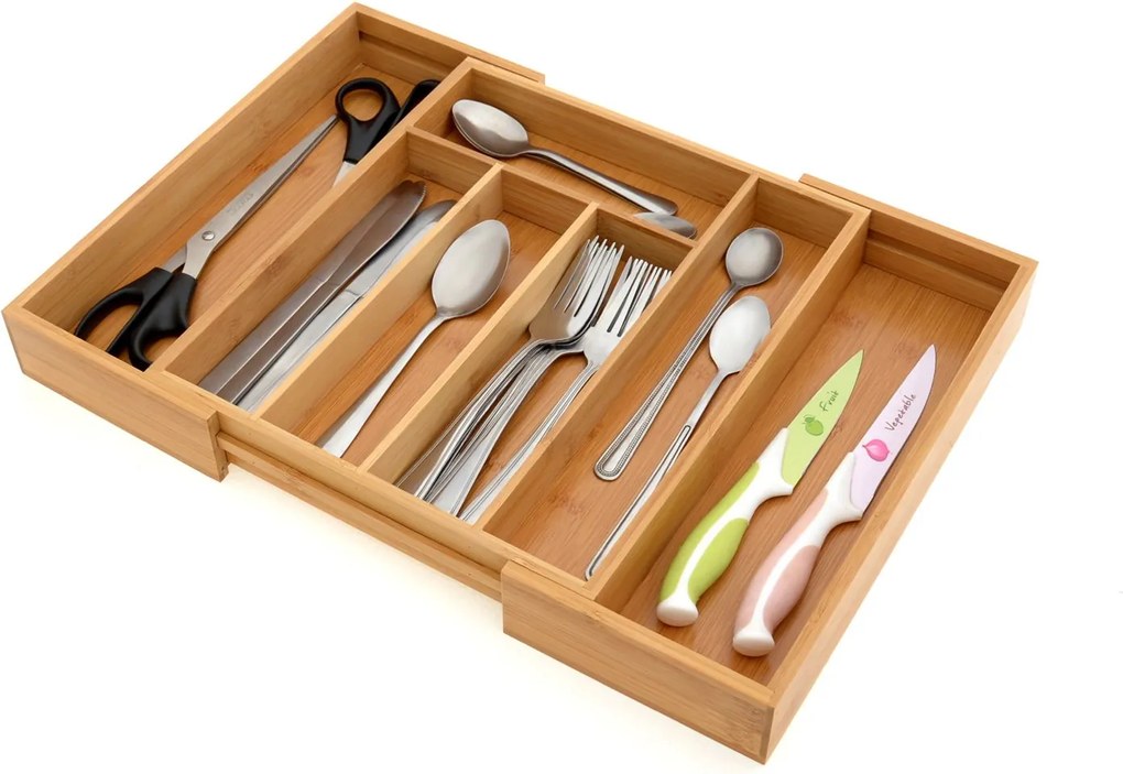 Bluegarden, bambusz fiókos evőeszköz-rendező, barna, HOM-00001