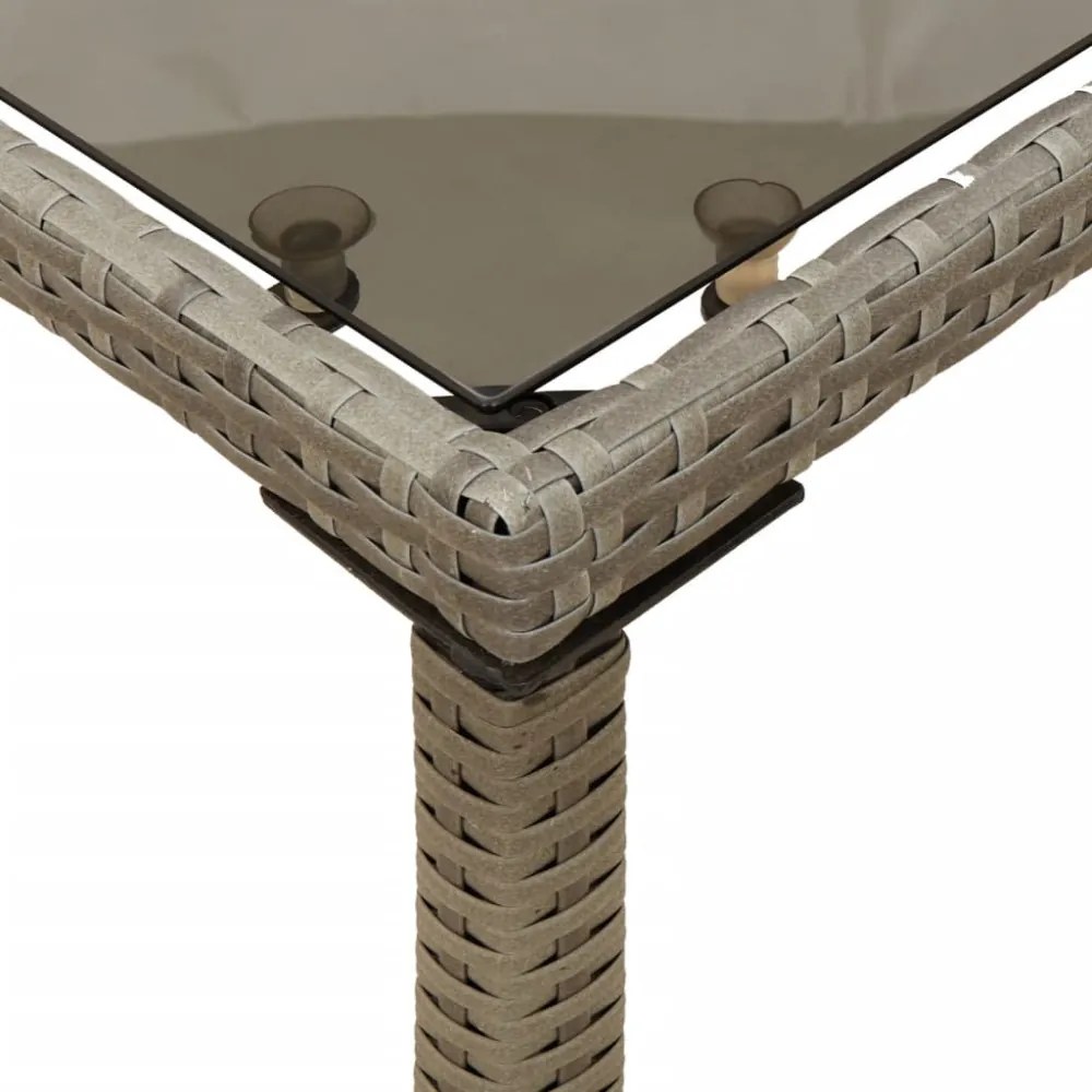 szürke polyrattan üveglapos kerti asztal 115x54x74 cm