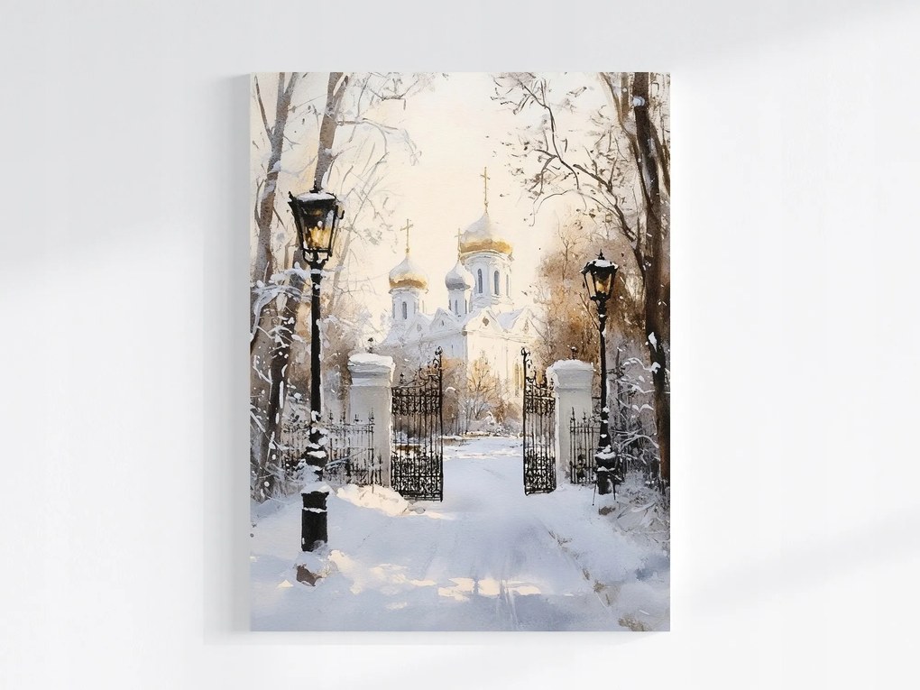 Vászonkép Canvas Tájkép Park Templom Tél Hó Kapu 60x80