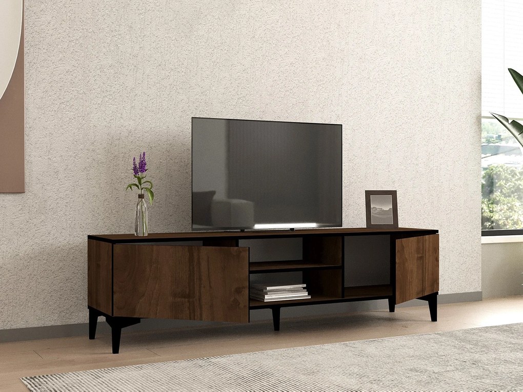TV szekrény Erem - Walnut, Black