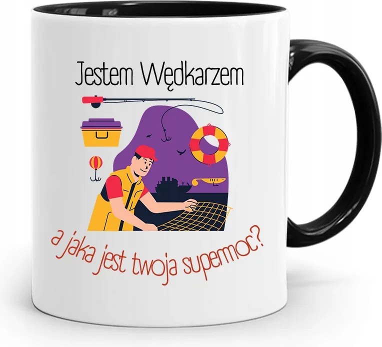 Fekete Bögre Horgásznak Horgász Vagyok Ajándék fényképes nyomattal