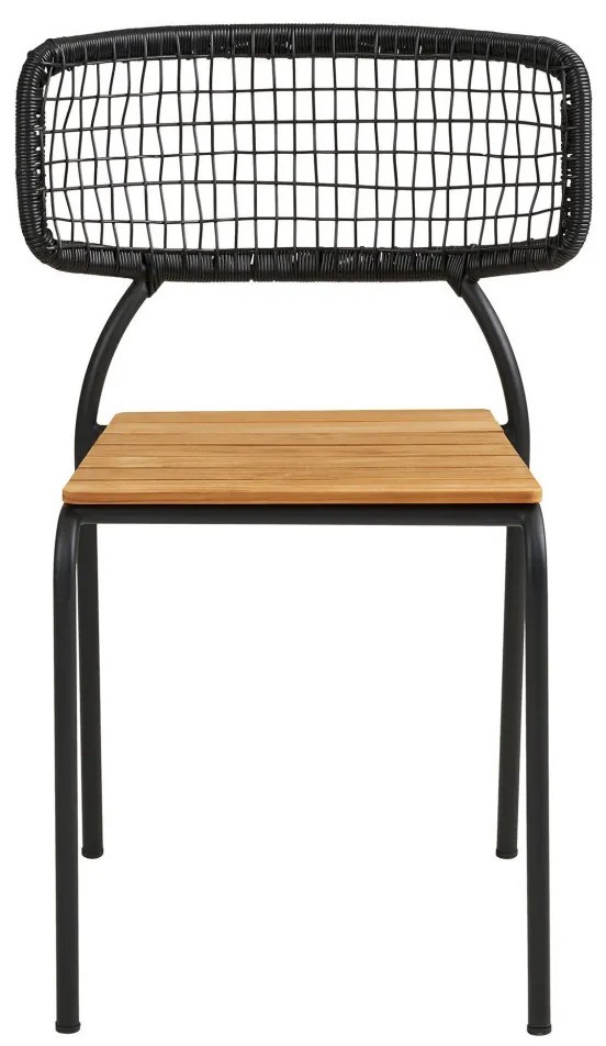Nashville étkezőszék, teakfa, fekete kötél, fekete