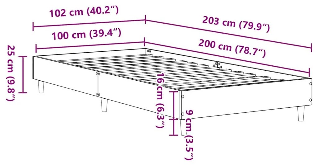 sonoma tölgyszínű szerelt fa ágykeret matrac nélkül 100 x 200cm