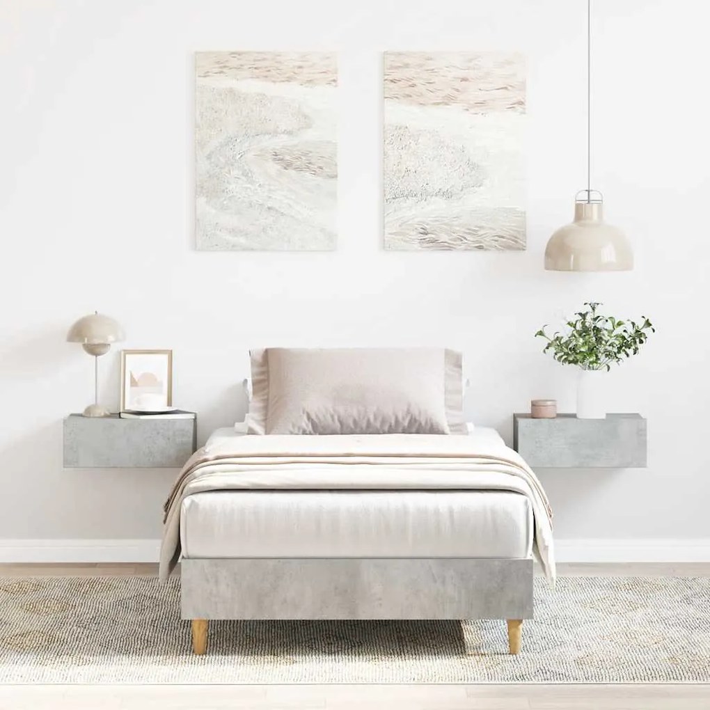 betonszürke szerelt fa ágykeret matrac nélkül 90 x 190 cm