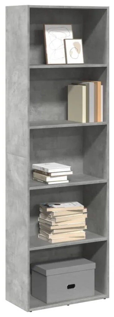 betonszürke szerelt fa könyvespolc 60 x 30 x 189 cm