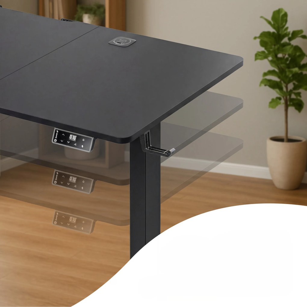 Deuba Magasságban állítható asztal 140x60x117 cm - fekete