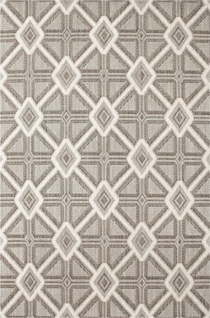 240x330 cm Divatos Szőnyeg Angola Szürke Krém Nappaliba Geometrikus Rombuszok