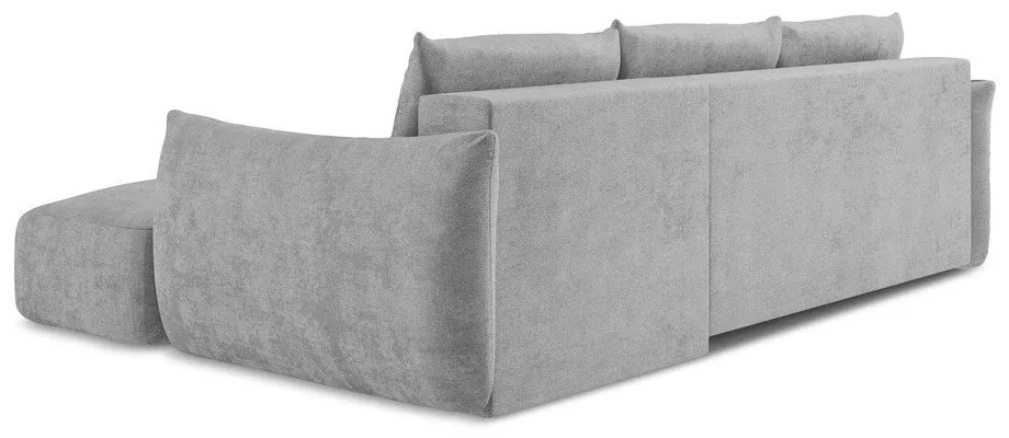 Világosszürke zsenília kinyitható sarokkanapé (jobb oldali-heverő résszel) Leila – Makamii