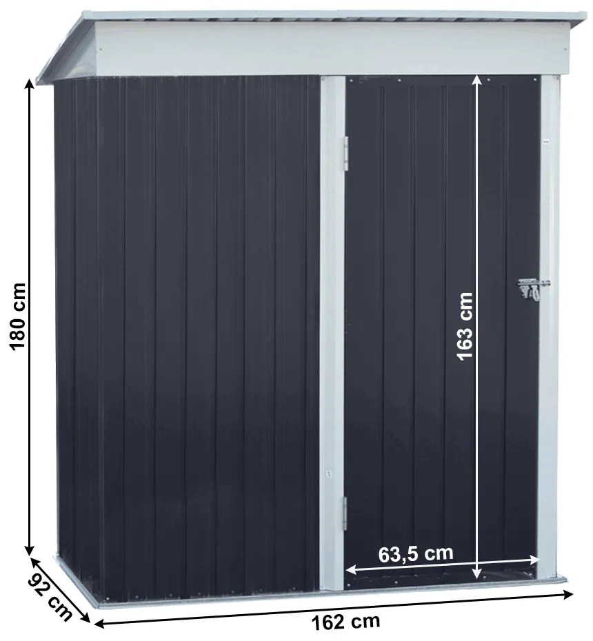 Pléh kerti szerszámos ház, antracit/fehér, 1,6x0,9 m, NELON