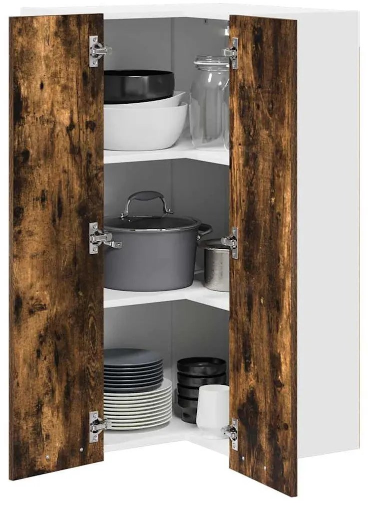 Függő szekrény Riga Füstölt tölgy és fehér 57 x 57 x 100 cm