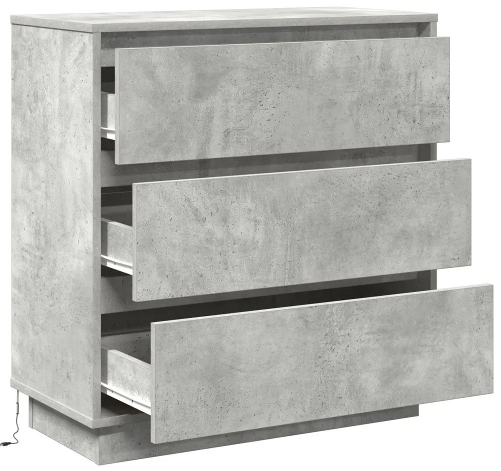 Éjjeli asztal LED világítással Beton szürke 71x34,5x75 cm Mérnöki fa