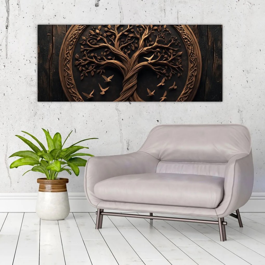 Kép – Fából készült életfa (120x50 cm)