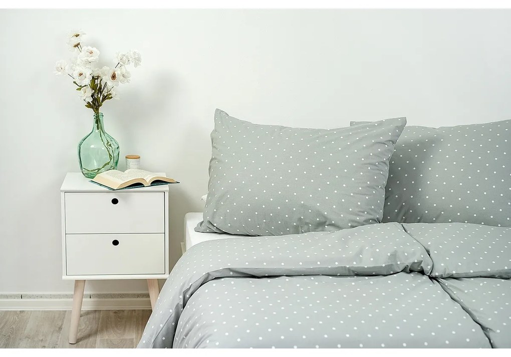 Stanex Krep lepedő szett Szürke pöttyös, 140 x 200 cm, 70 x 90 cm