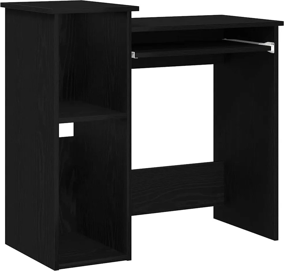 vidaXL fekete forgácslap íróasztal polcokkal 84x40x78 cm