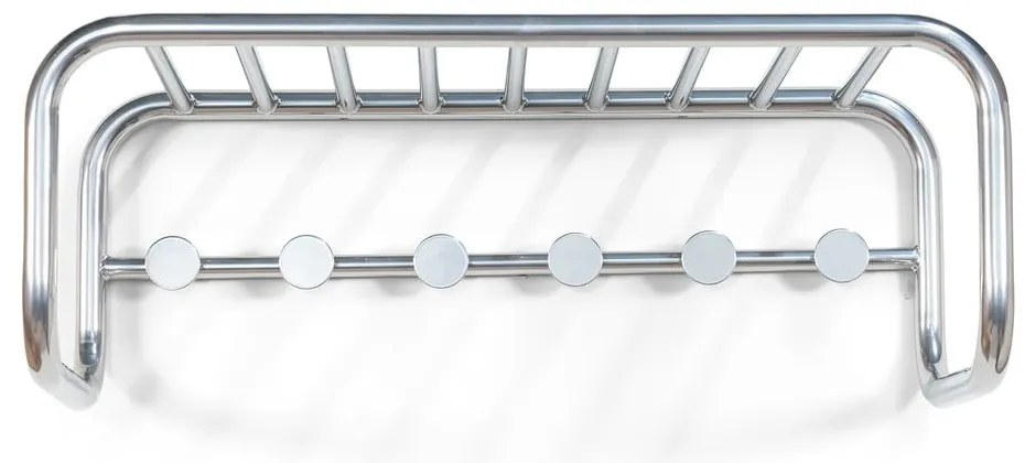 Ezüstszínű fém fali fogas polccal 72 cm Retro – Spinder Design