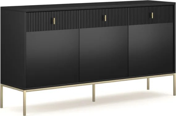 Komód 3 ajtóval és 3 fiókkal fekete színben arany fogantyúkkal – MAGGIORE MA03