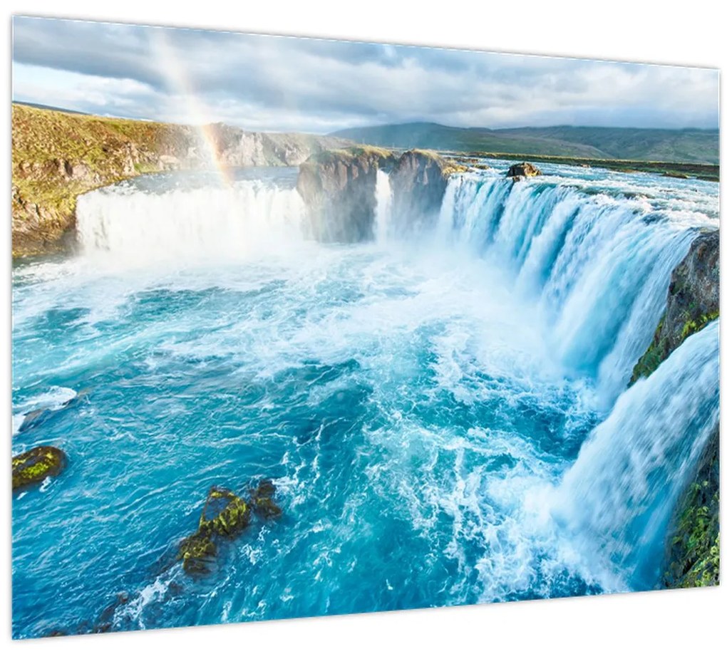 Üveg kép - Godafoss vízesés (70x50 cm)
