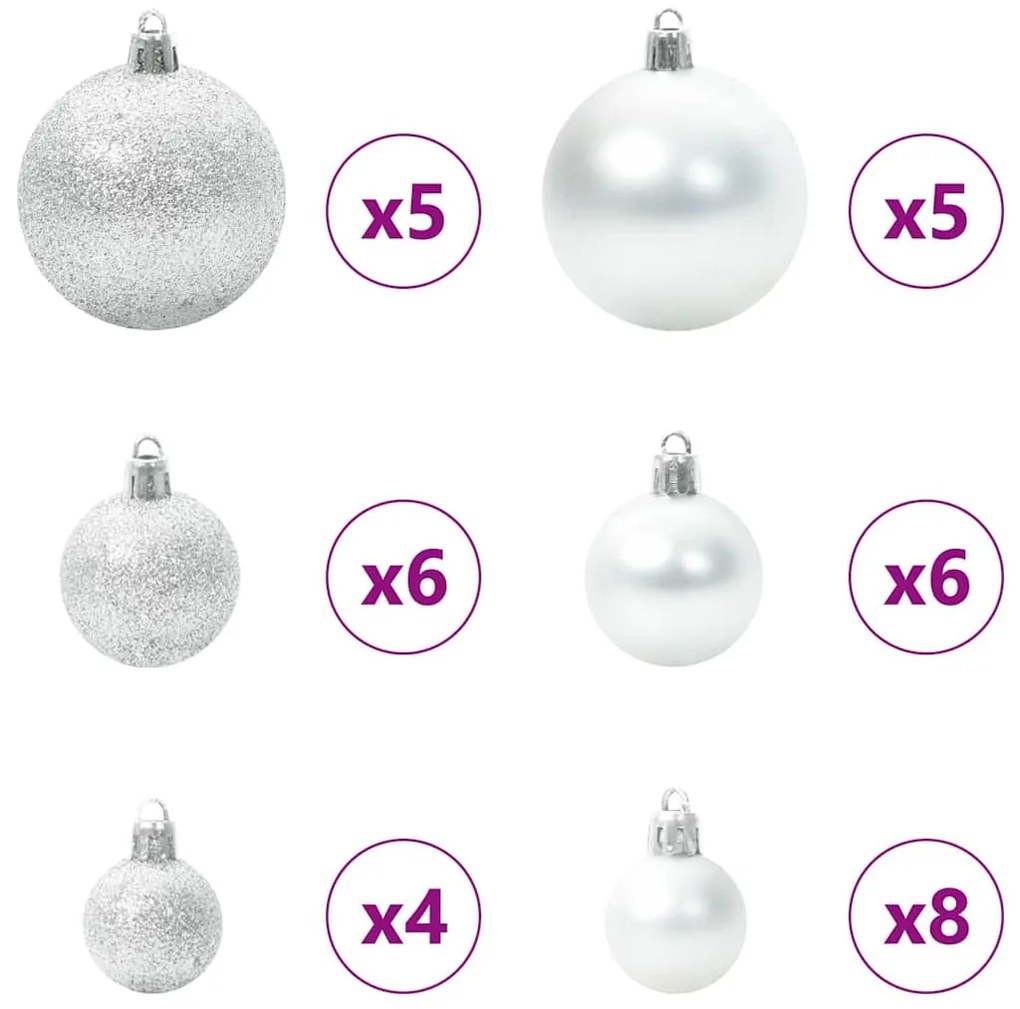 Műfenyő világítással és gömbökkel 150 LED-del Zöld 120 cm PET