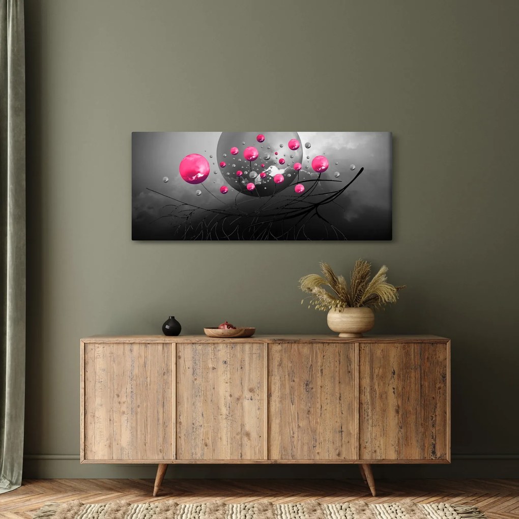 Rózsaszín absztrakt gömbök képe (120x50 cm)