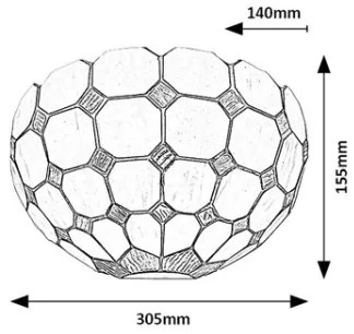 Brilagi - Tiffany stílusú vitrázs falikar DORAN 1xE14/40W/230V