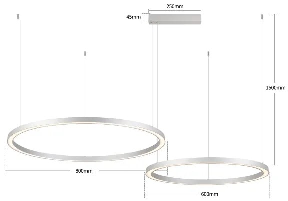 Brilagi - LED fényerőszabályozható kábeles csillár PORTOFINO LED/98W/230V ezüstszínű + távirányító