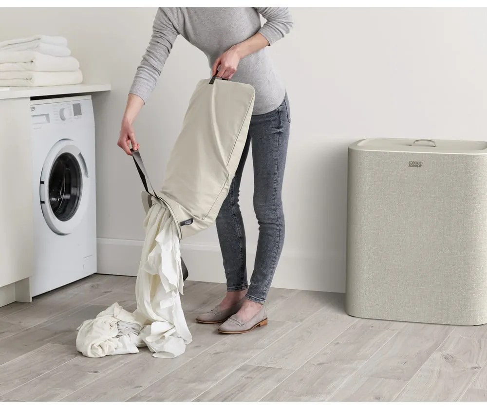 Bézs textil szennyeskosár 90 l Tota Trio – Joseph Joseph
