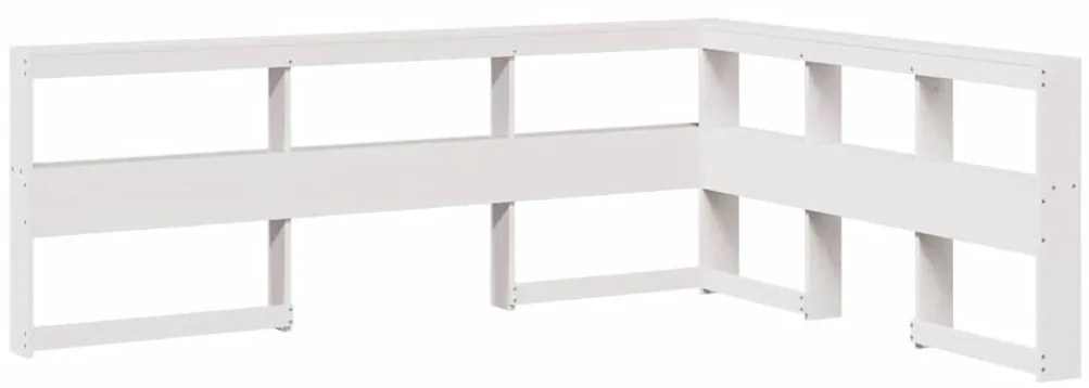 Könyvespolc fejtámla L-alakú fehér 140 cm tömör fa fenyőfa