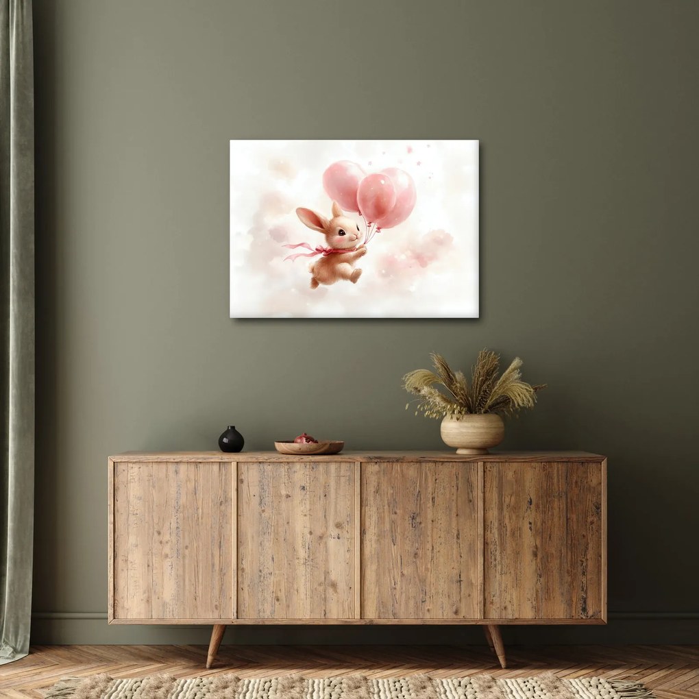 Kép - Nyuszi léggömbökkel (70x50 cm)