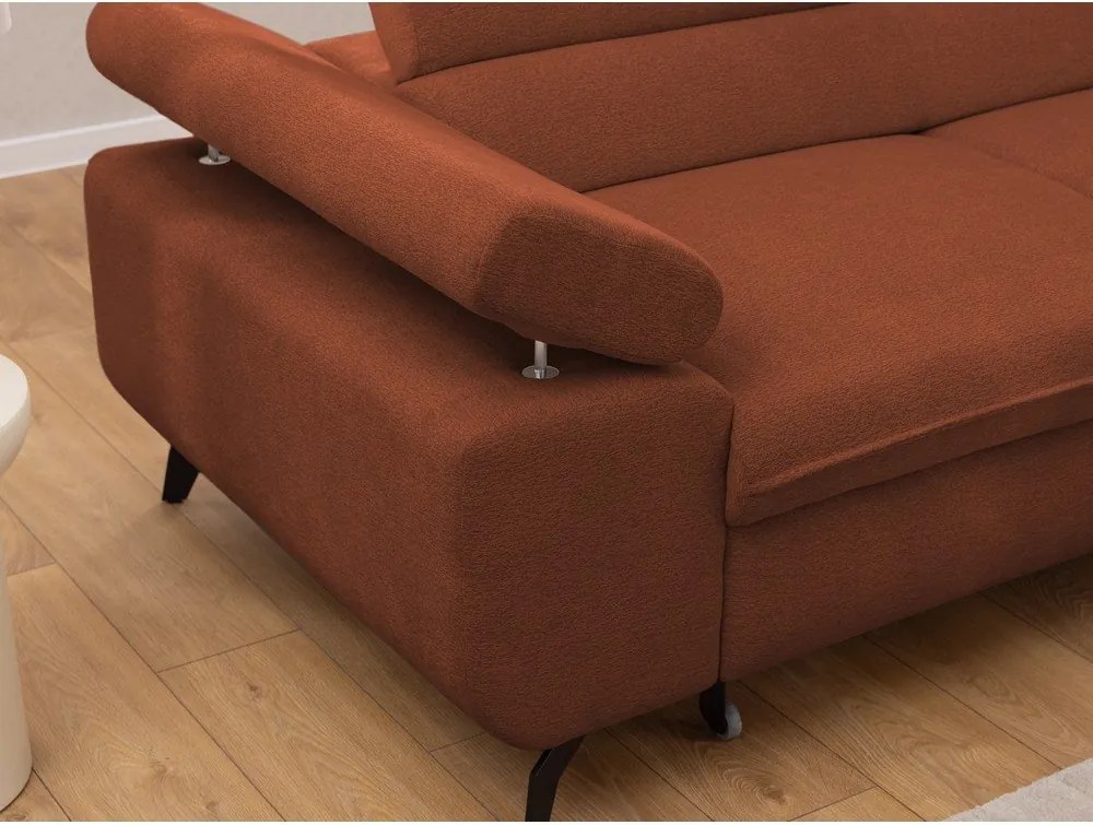 Terrakotta színű zsenília sarokkanapé (jobb oldali-L alakú) Marbeya – Ropez