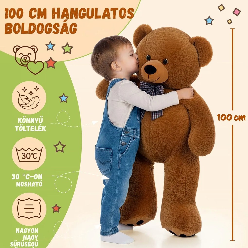 BENY nagy plüssmedve, 100cm, barna Monzana