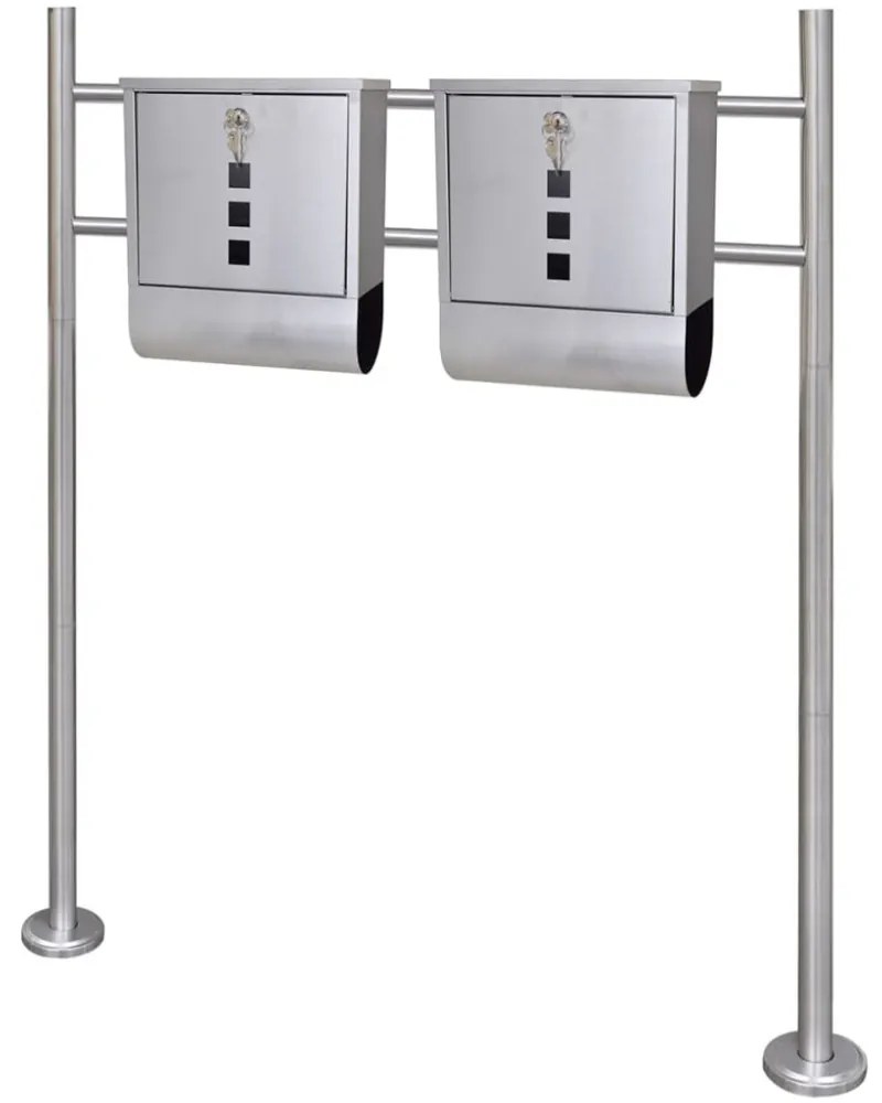Dupla postaláda rozsdamentes acél állvánnyal