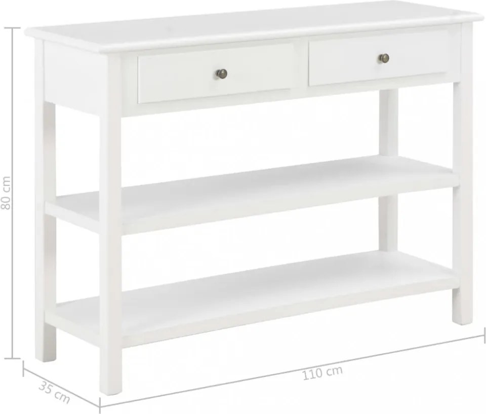 fehér MDF tálalószekrény 110 x 35 x 80 cm