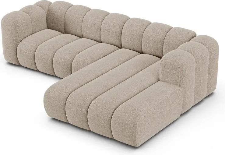 Bézs zsenília sarokkanapé (jobb oldali-heverő résszel) Lupine – Micadoni