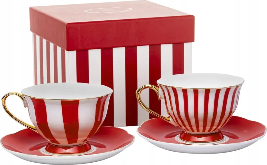 2x Csésze Csészealjjal 220 ML Tea Kávéscsésze Ajándék Szett