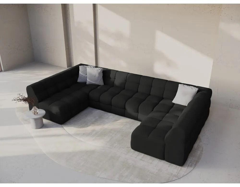 Fekete sarokkanapé (U alakú) Kendal – Micadoni