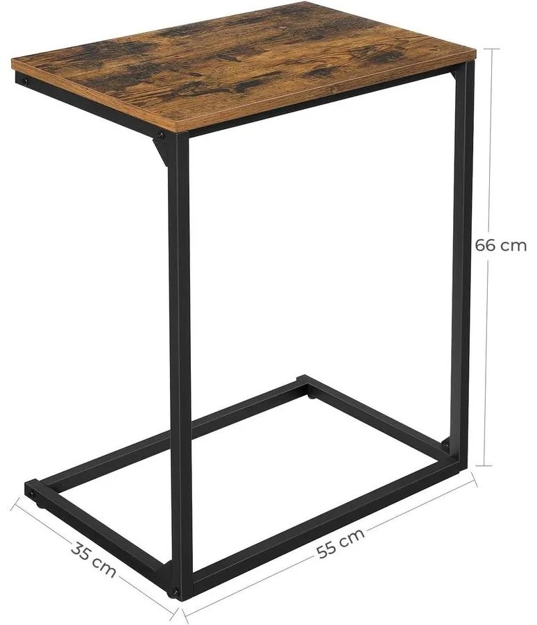 Kis asztal 55 x 35 x 66 cm, oldalsó asztal, Vintage barna