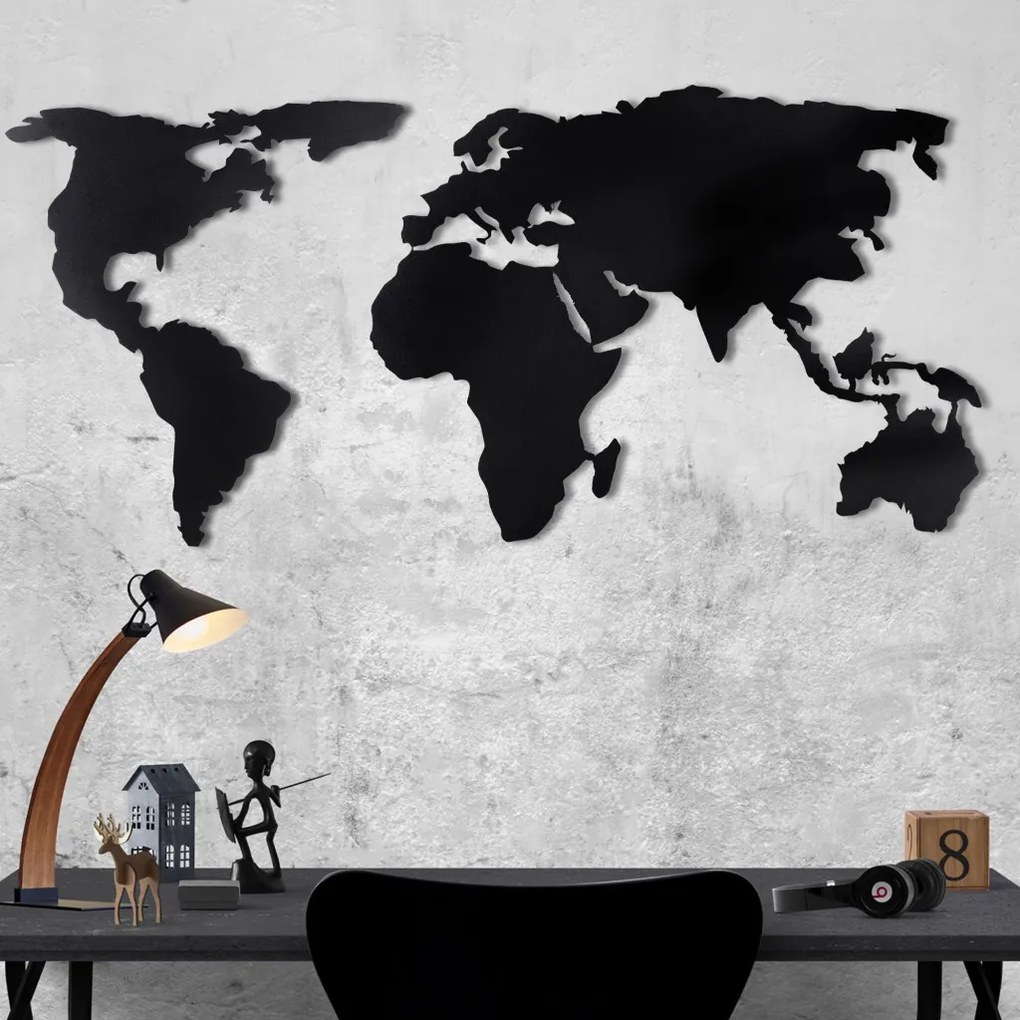 World fém fali dekoráció, 60×120 cm