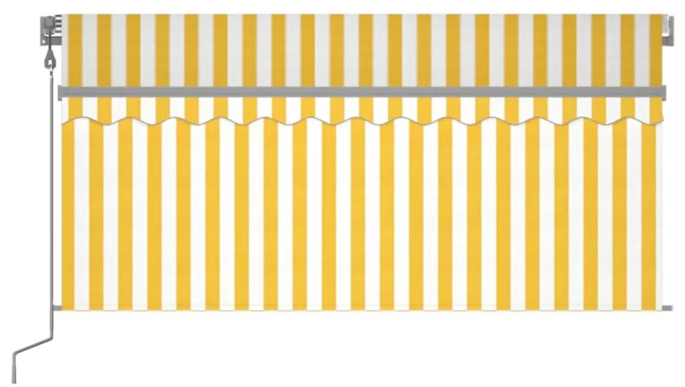 sárga-fehér automata kihúzható napellenző redőnnyel 3,5 x 2,5 m