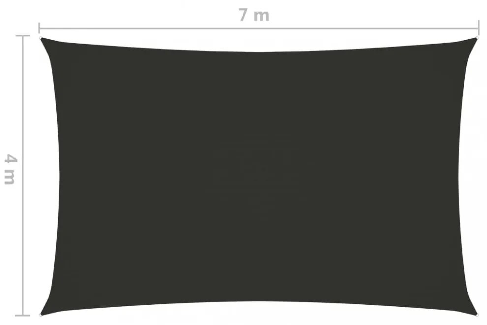 antracitszürke téglalap alakú oxford-szövet napvitorla 4 x 7 m
