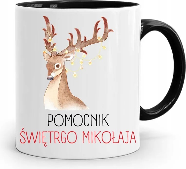 Fekete Karácsonyi Bögre Mikulásra, fényképes nyomtatással