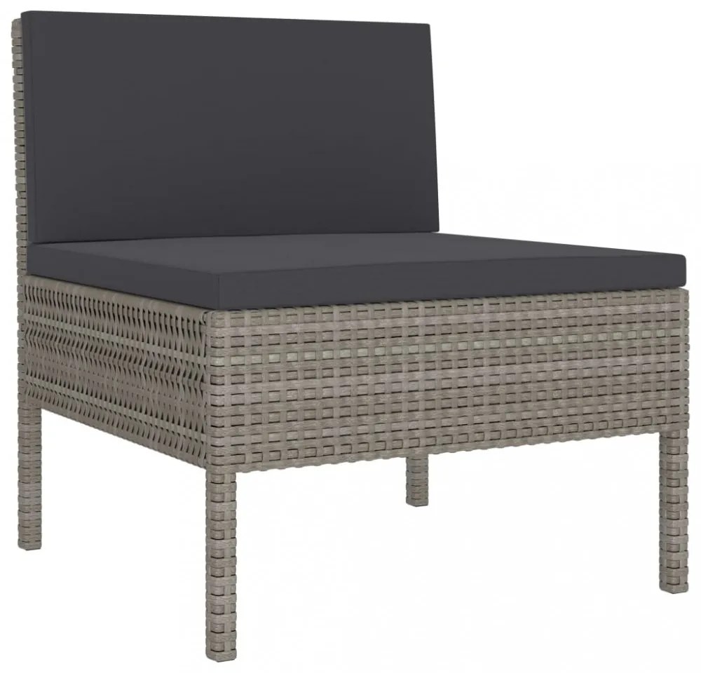 vidaXL 10 részes szürke polyrattan kerti bútorszett párnákkal