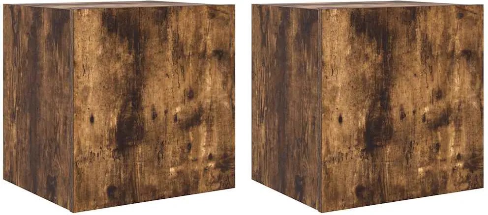 vidaXL 2 db füstös tölgy fali TV-szekrény LED-ekkel 40,5x35x40 cm