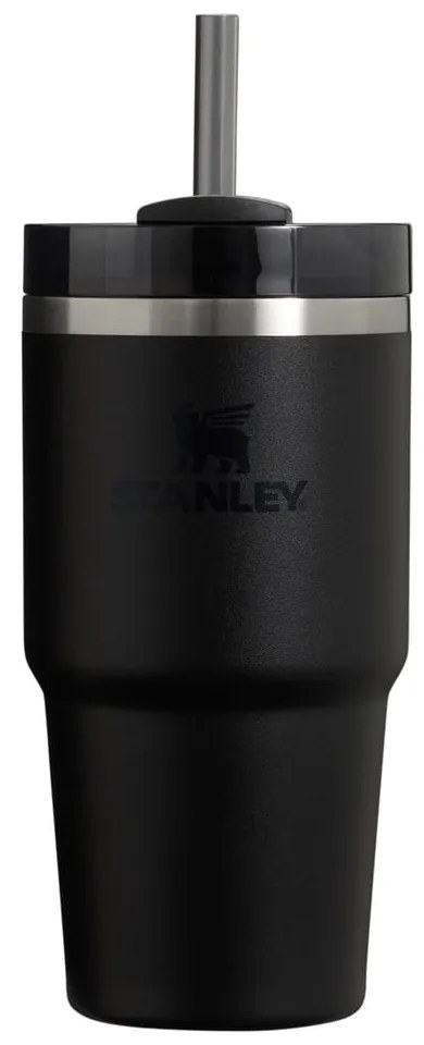Fekete termosz szívószállal 600 ml Quencher H2.O FlowState – Stanley