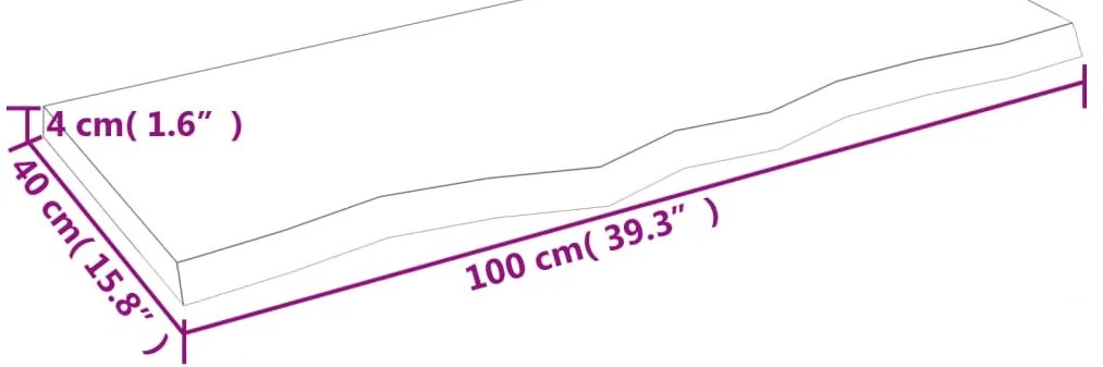világosbarna kezelt tömör tölgyfa asztallap 100x40x(2-4) cm