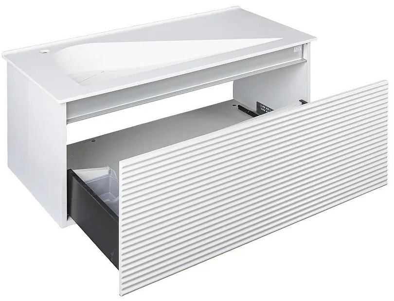 TMP TROYA100 fali fürdőszobabútor - Akrivit öntött műmárvány mosdóval - 100 x 48,5 cm