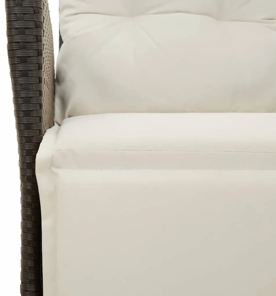 3 részes fekete polyrattan kerti étkezőgarnitúra párnákkal