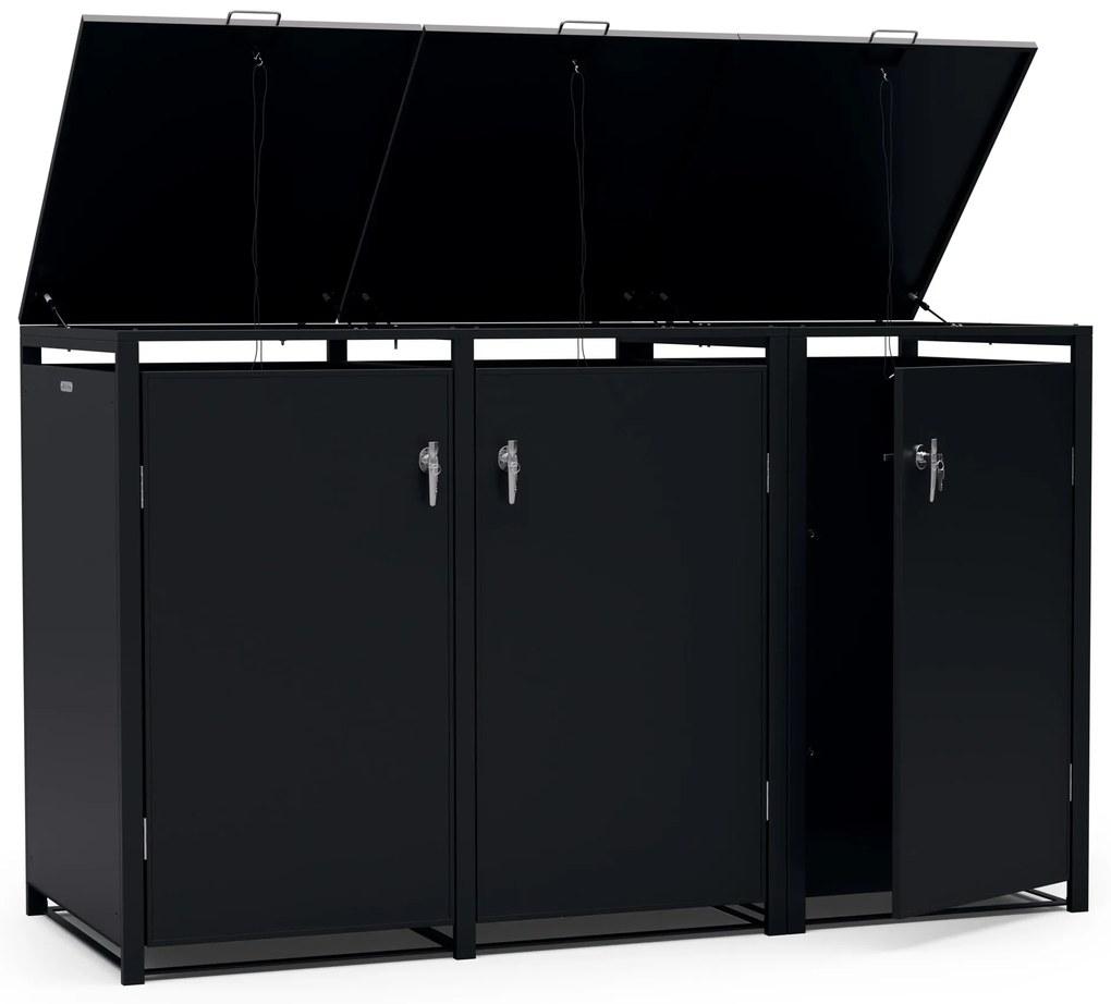 Blumfeldt BinSafe, szemétkosár tároló doboz, 3 szemétkosár, 240 l, zárható, időjárásálló horganyzott acél