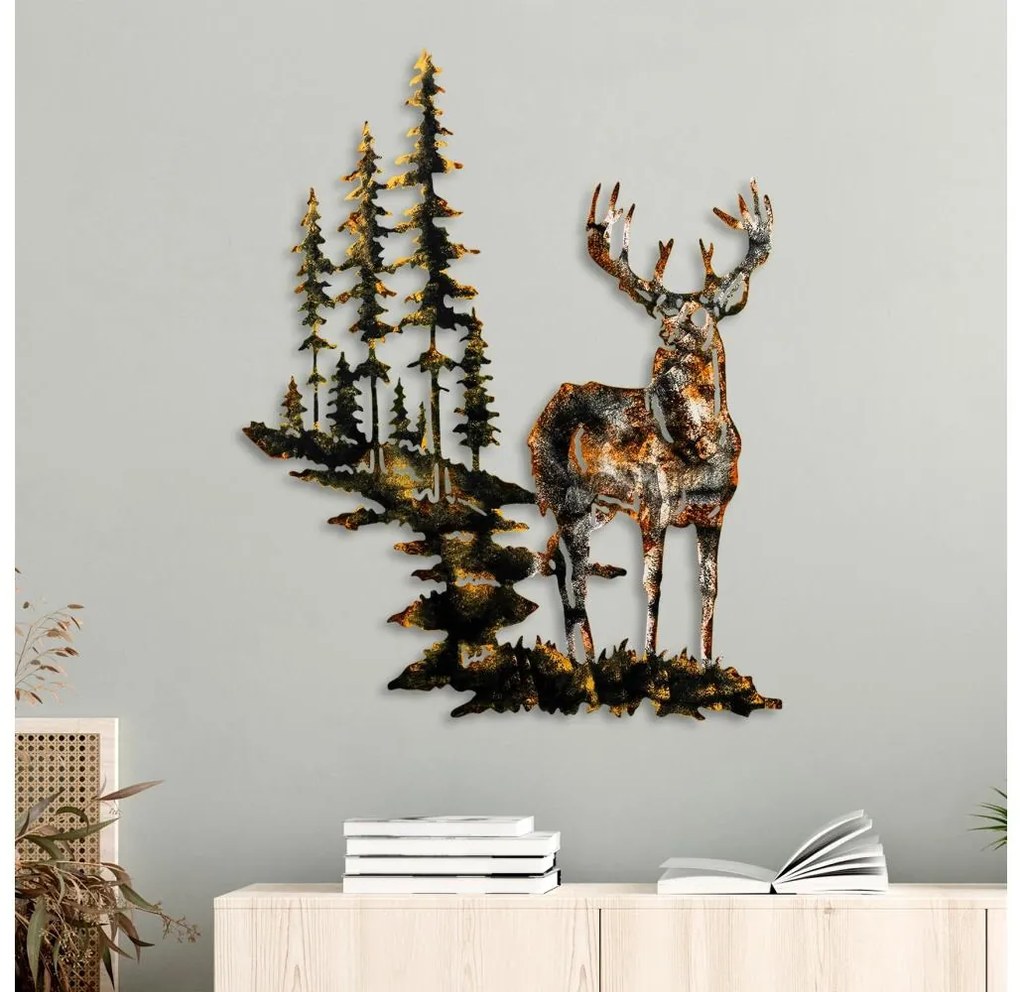 Fali dekoráció 65x79 cm szarvas fém