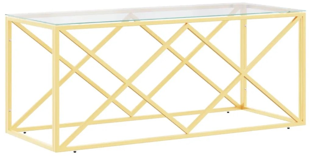 Üveg és rozsdamentes acél dohányzóasztal 110x45x45 cm